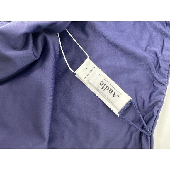 NWT Andie Womens‎ Cheeky Swim Bottoms Size Large Mid Rise Lined Navy Blue - Picture 9 of 9